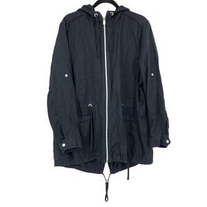 Tommy Bahama Full Zip Hooded Jacket Womens Size XL Black 100% Linen